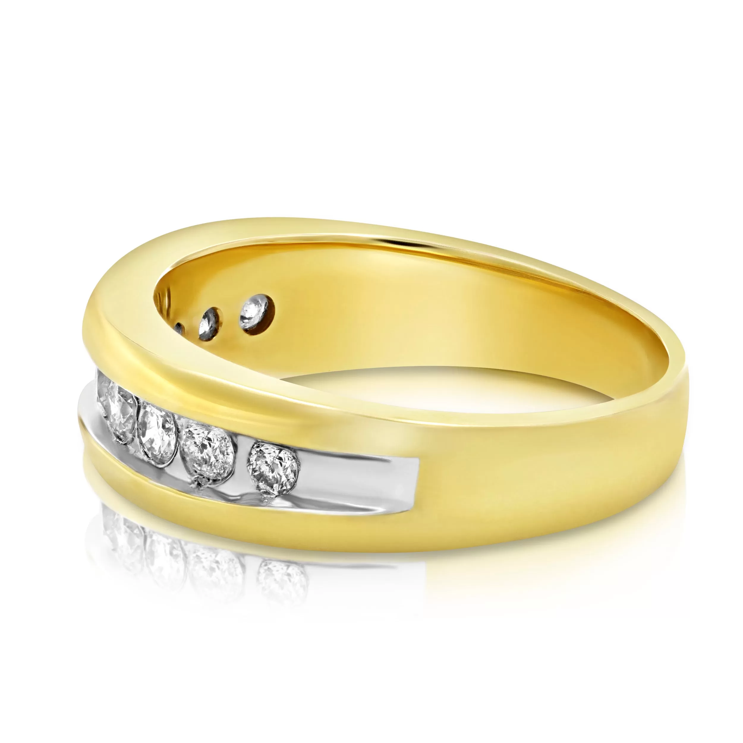 0.80 cttw Comfort Fit Diamond Wedding Band 14K Yellow Gold Channel