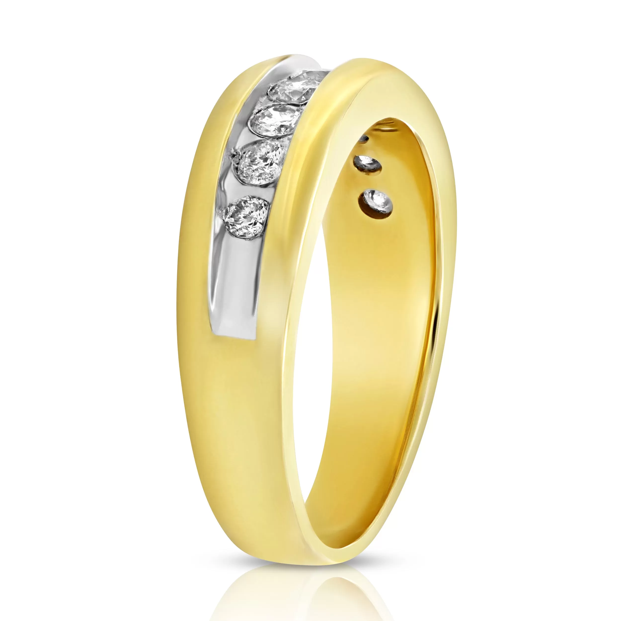 0.80 cttw Comfort Fit Diamond Wedding Band 14K Yellow Gold Channel