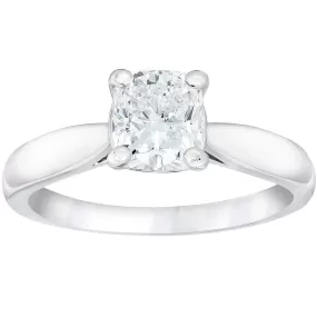 1 1/2ct Cushion Diamond Solitaire Engagement Ring 14k White Gold Enhanced