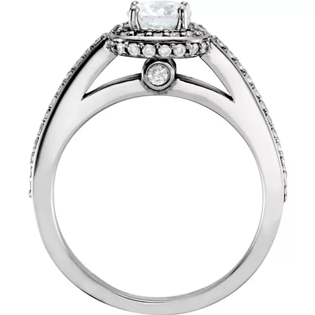 1 3/8CT Diamond Cushion Halo Engagement Wedding Ring Set 14k White Gold