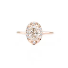 1.01ct Oval Champagne Diamond in Halo 18k Rose Gold Setting