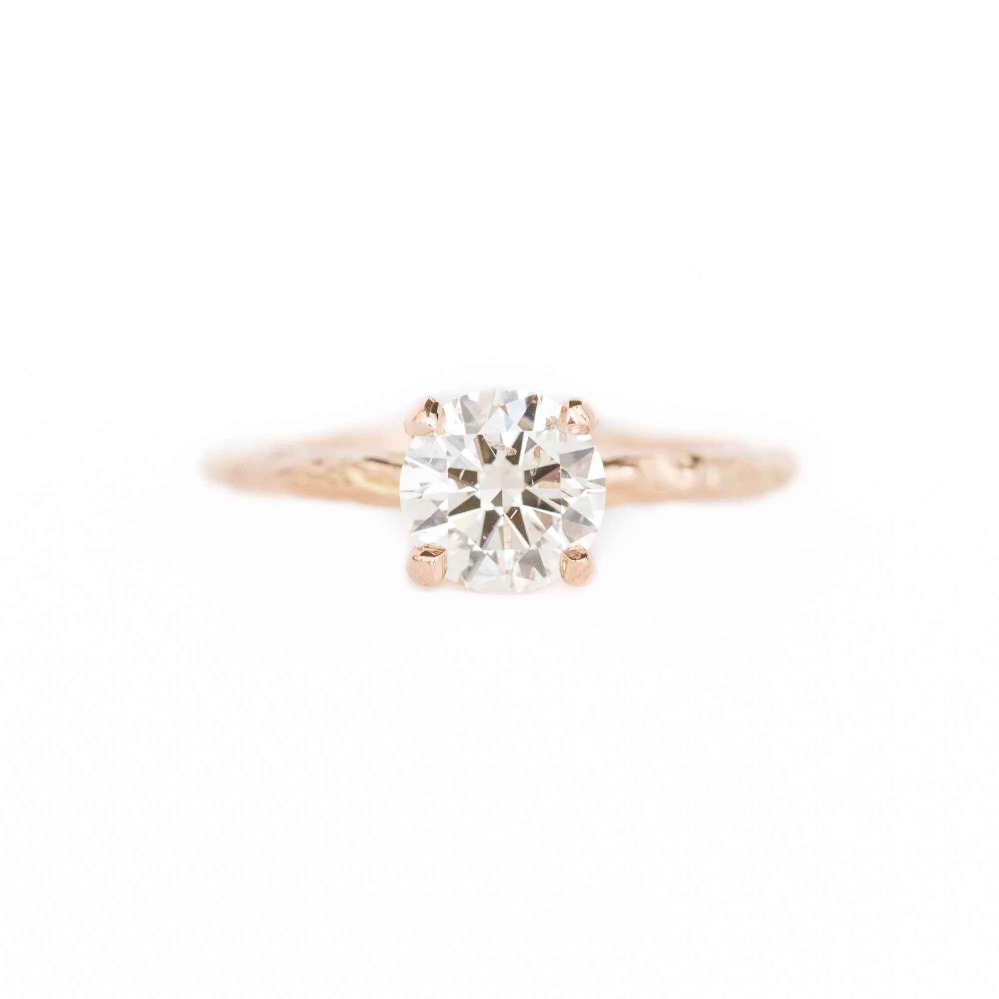 1.02ct Clear Champagne Round Diamond in 18k Rose Gold Evergreen Solitaire