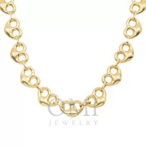 10K GOLD 16.36MM HOLLOW PUFFED HEART SHAPE CHAIN