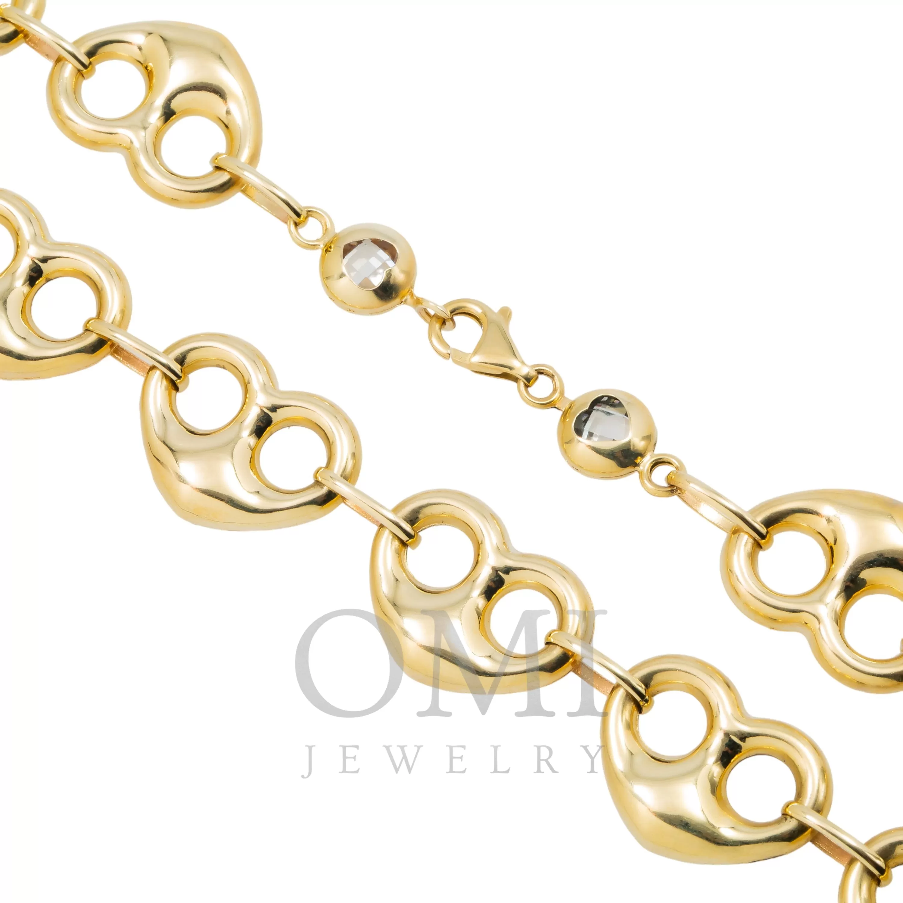 10K GOLD 16.36MM HOLLOW PUFFED HEART SHAPE CHAIN