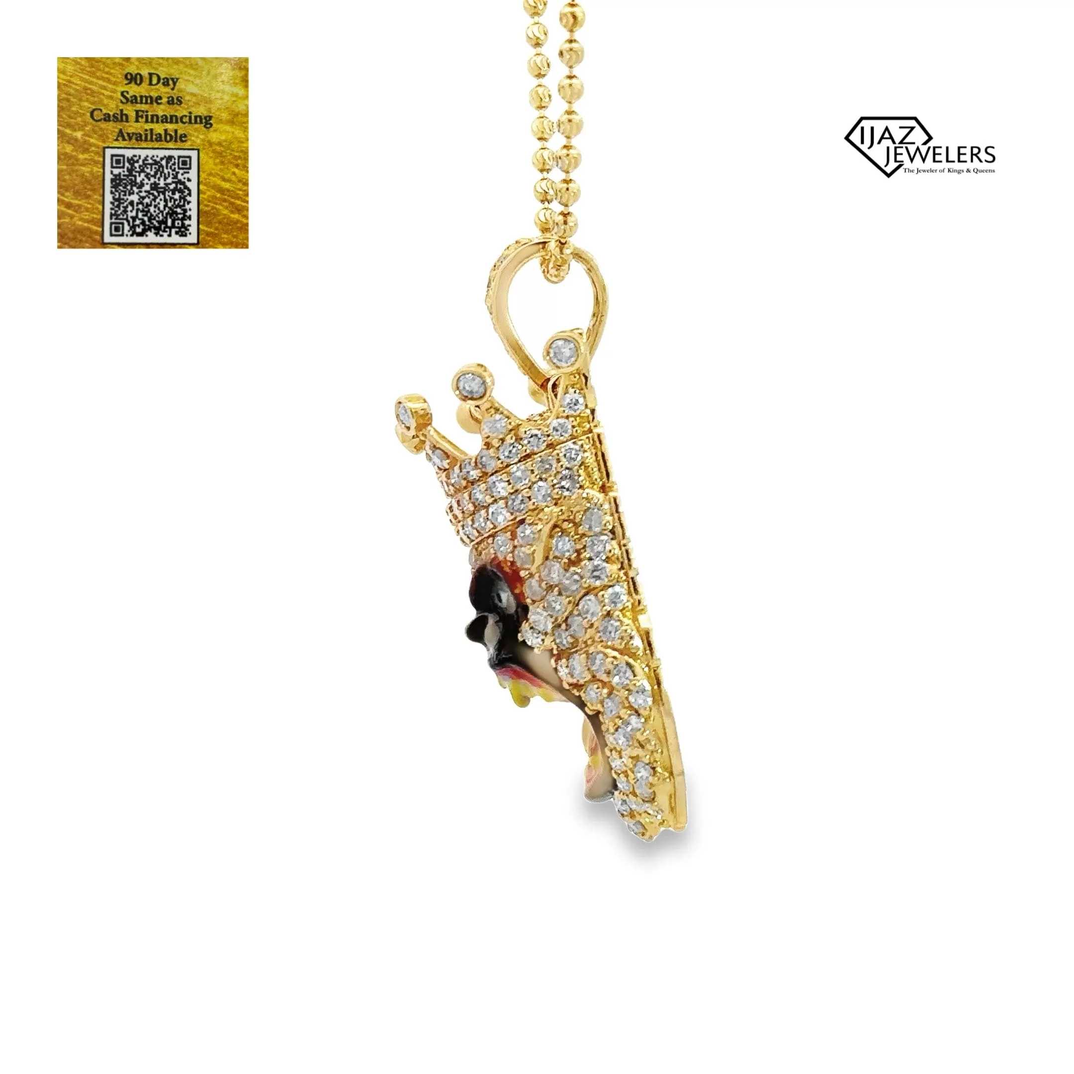 10K Gold 4.26 CTW Diamond UV Enamel Gorilla Charm