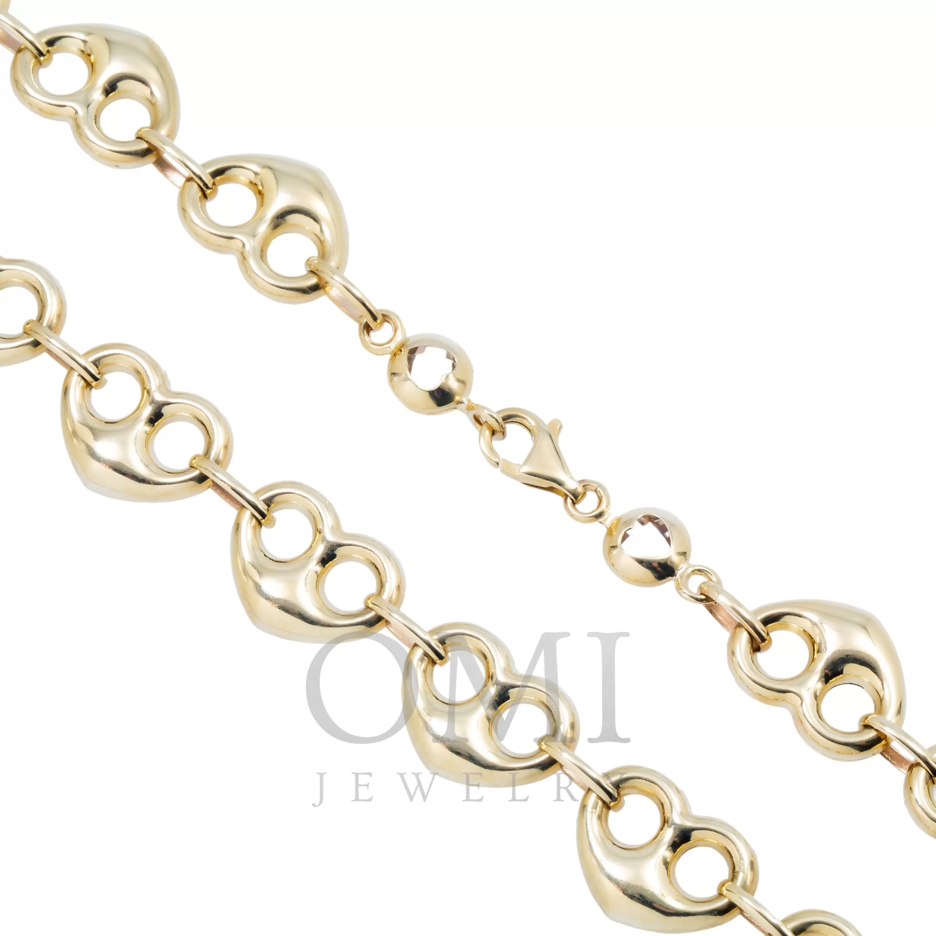 10K GOLD 9.38MM HOLLOW PUFFED HEART SHAPE CHAIN