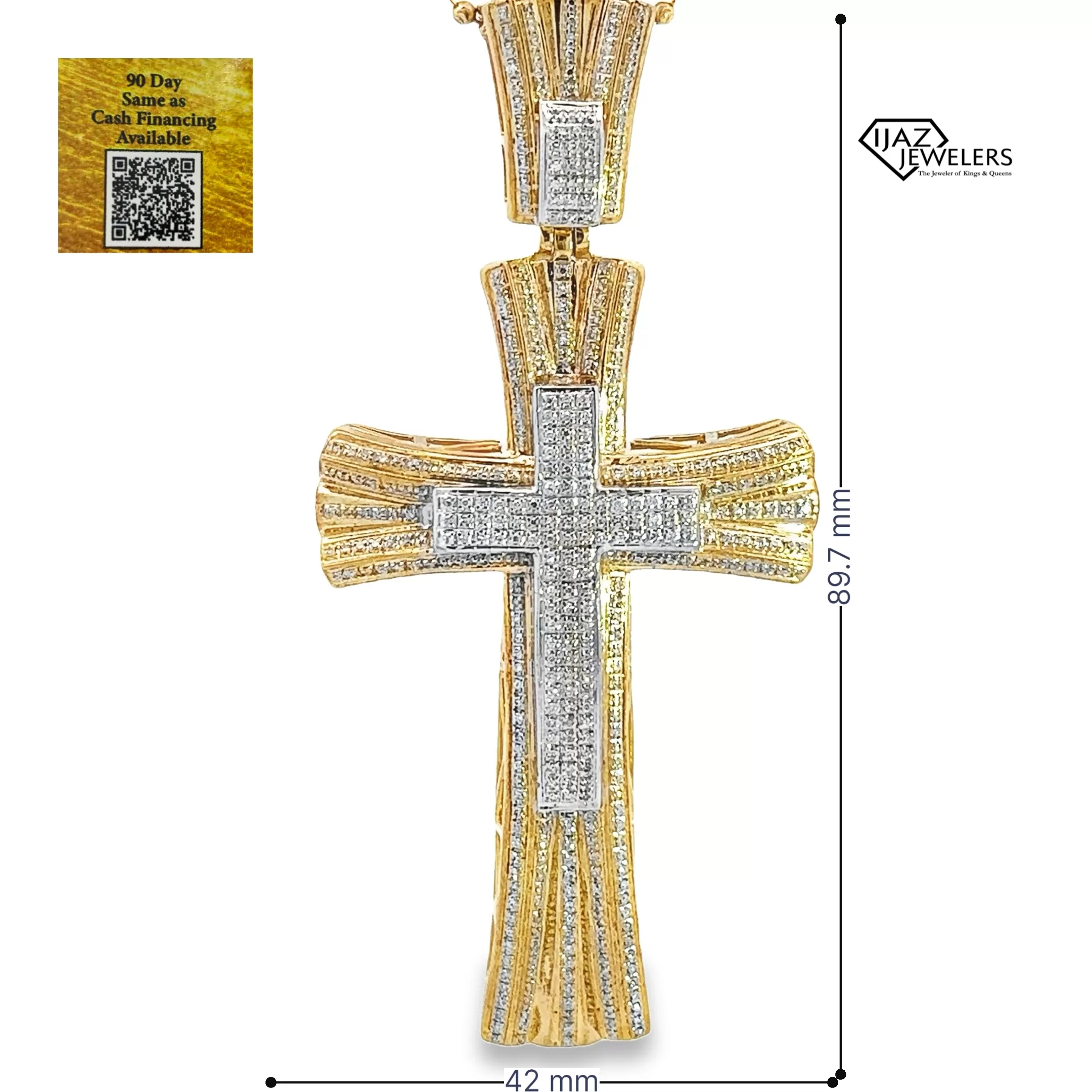 10K Gold Two Tone 1.08 CTW Diamond Cross