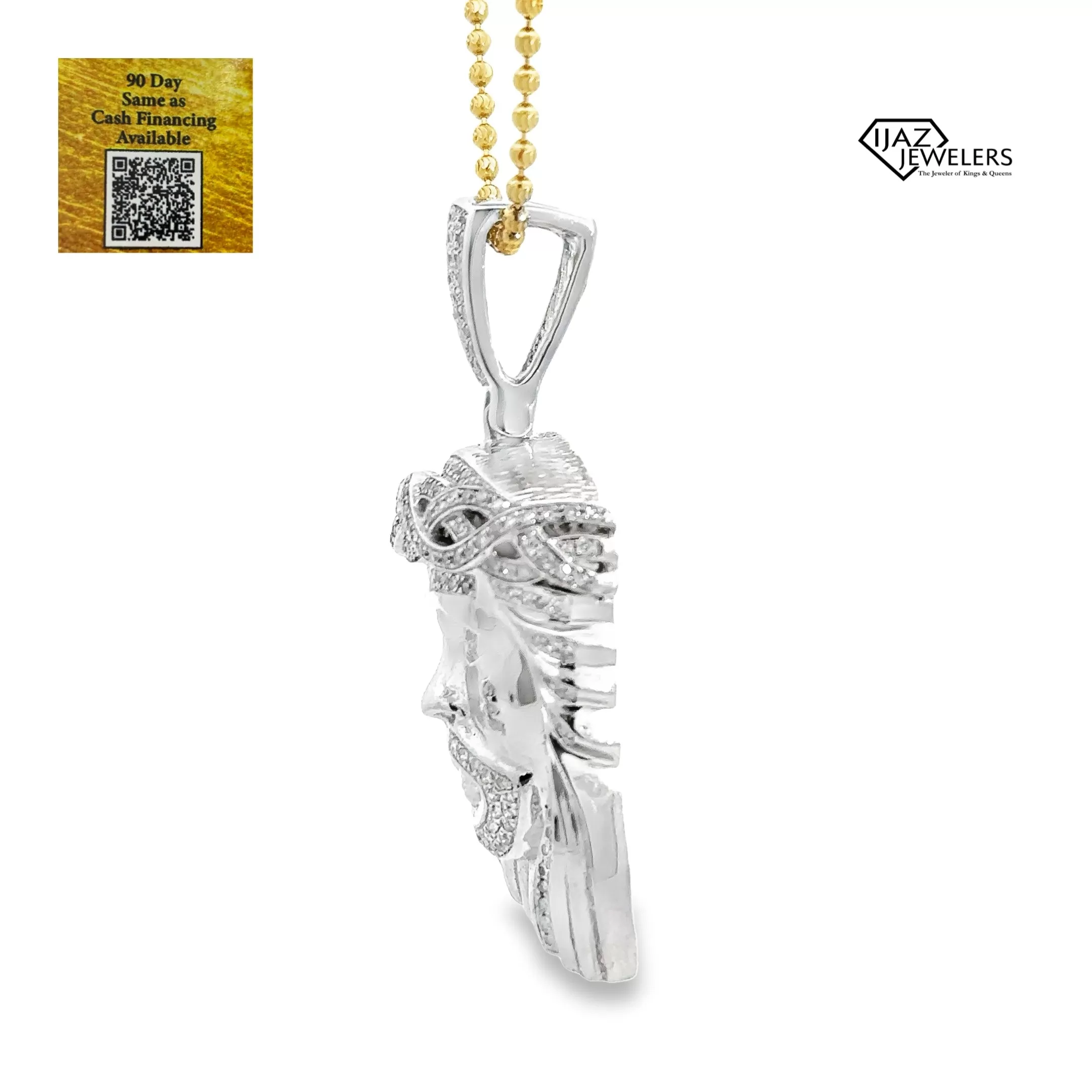 10K White Gold 1.30 CTW Diamond Jesus Charm