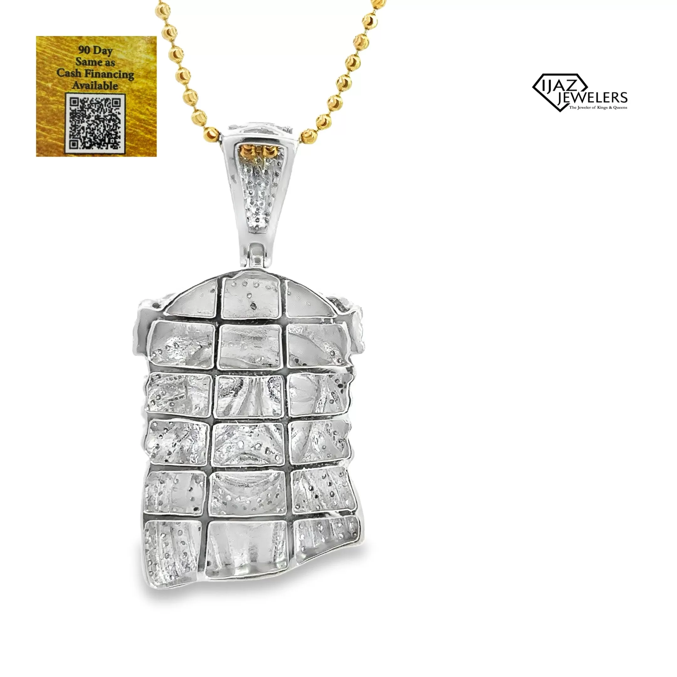 10K White Gold 1.30 CTW Diamond Jesus Charm