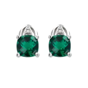 10K White Gold Diamond and Emerald Earring-13129