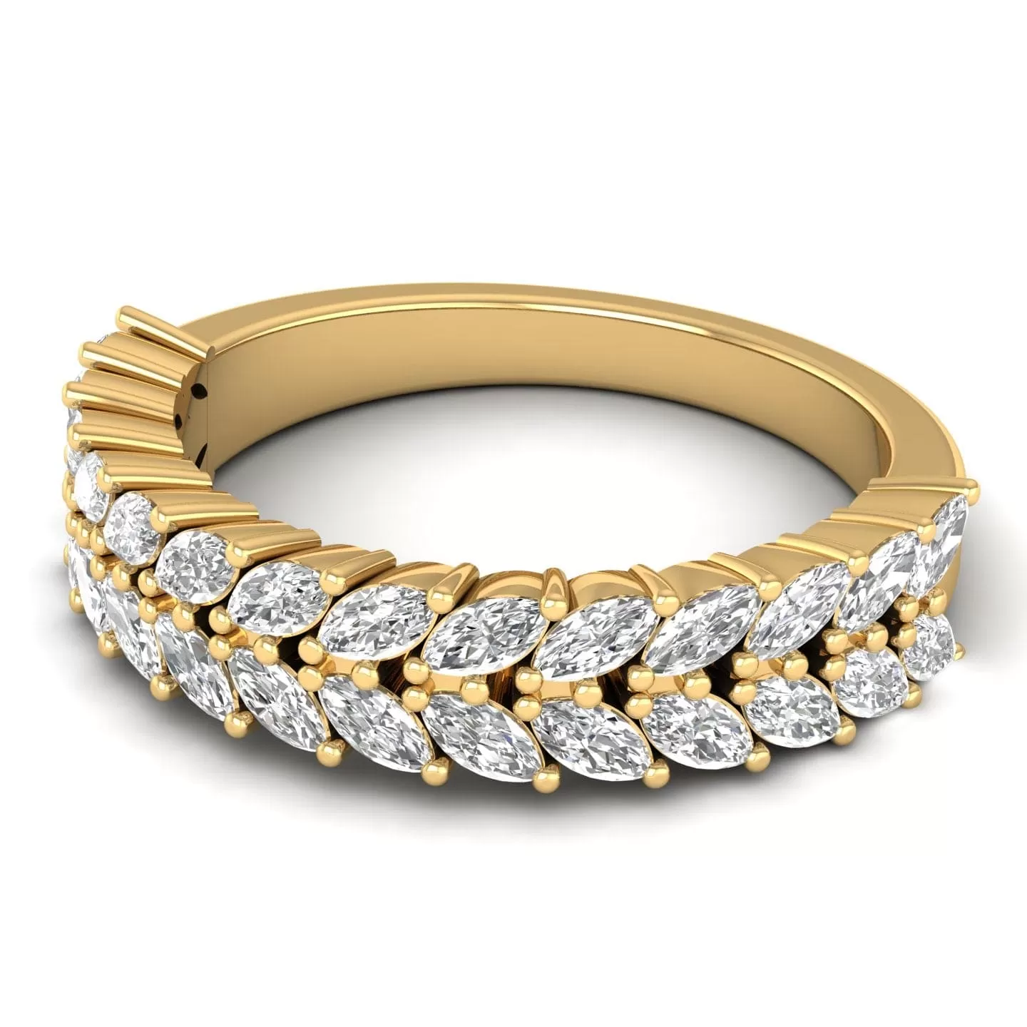 14K & 18K Gold and Multi-Marquee Diamond Eternity Band Lab Grown