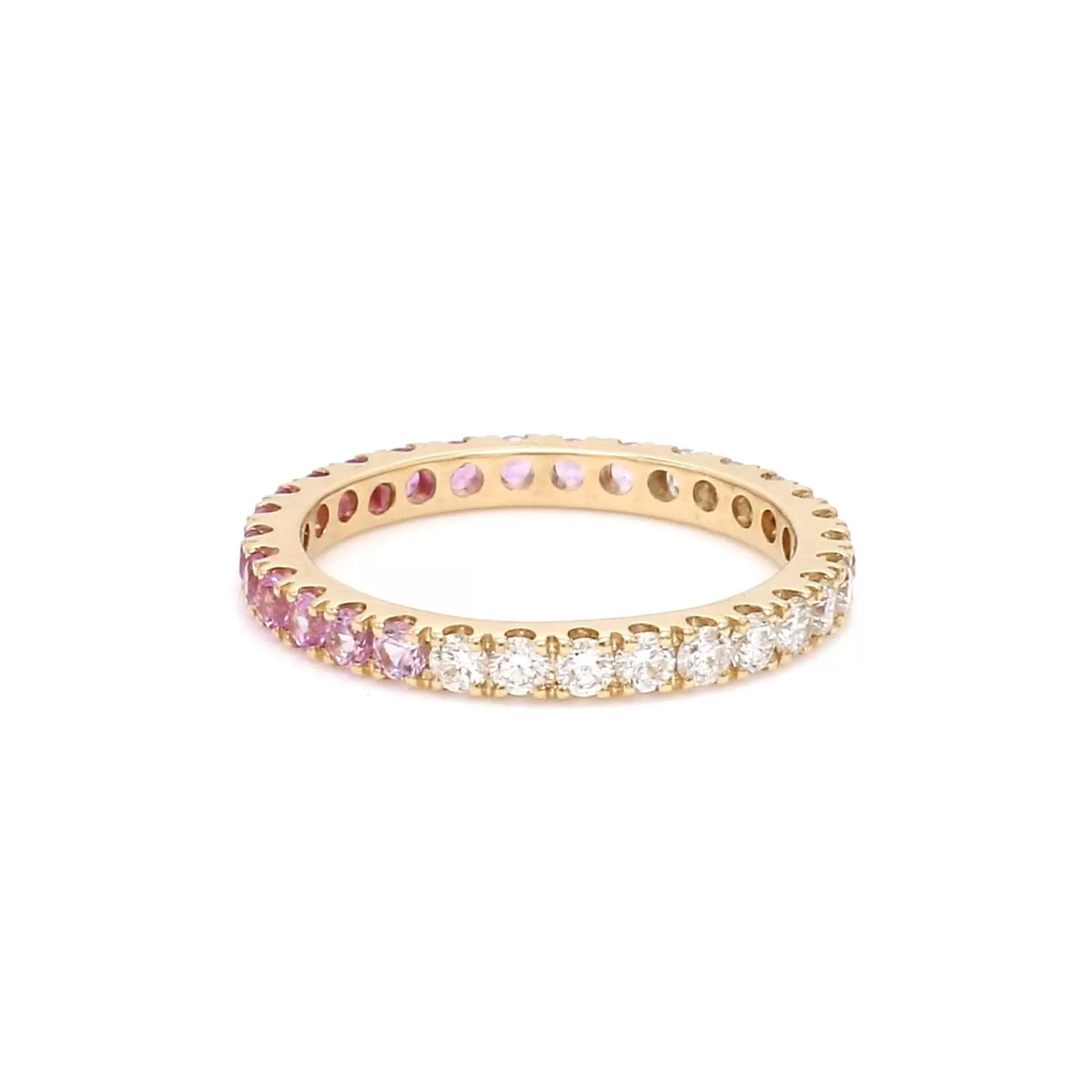 14K & 18K Ombre Pink Sapphire & Diamond Eternity Ring