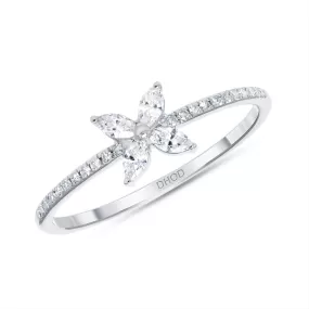 14K Gold Diamond Flower Promise Ring