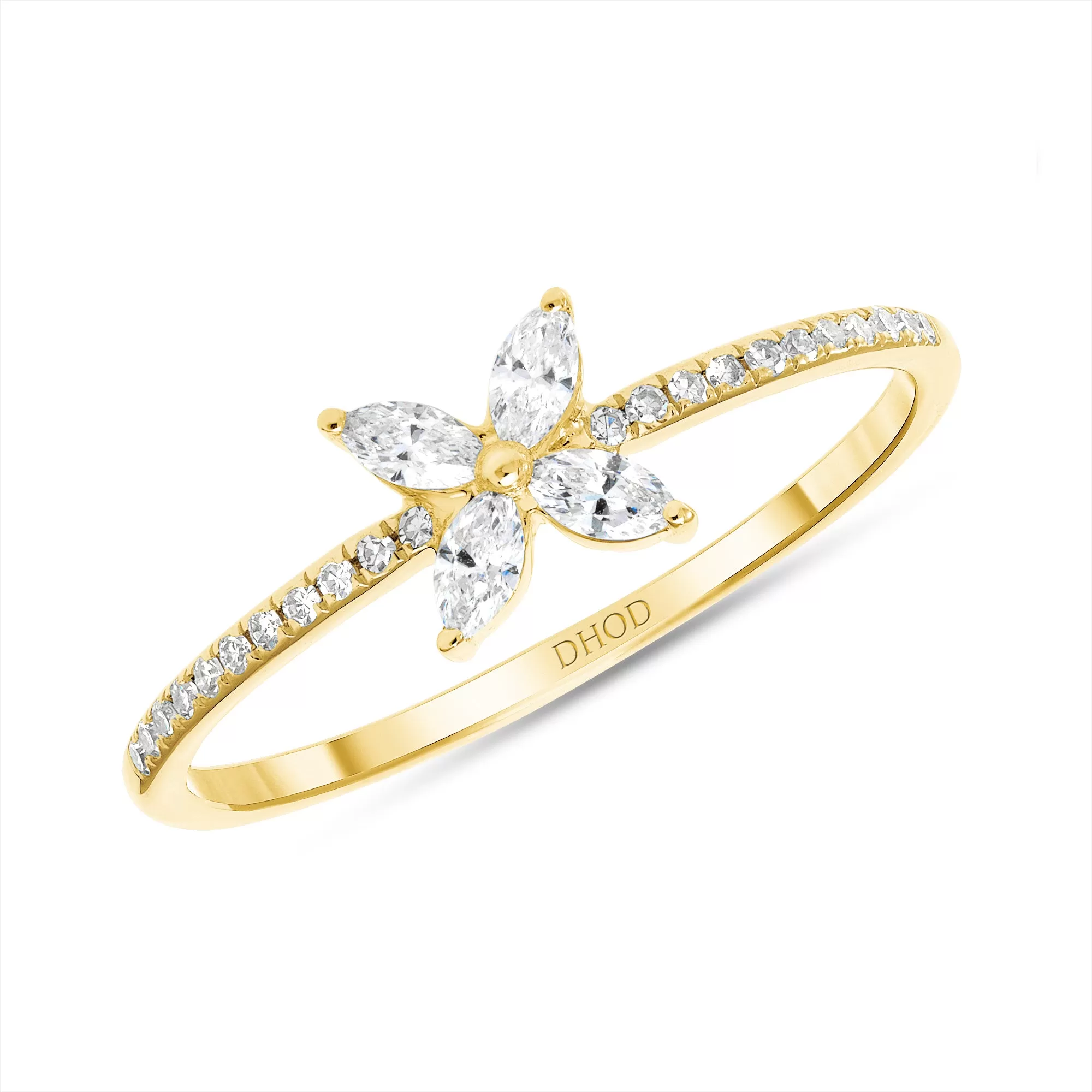 14K Gold Diamond Flower Promise Ring