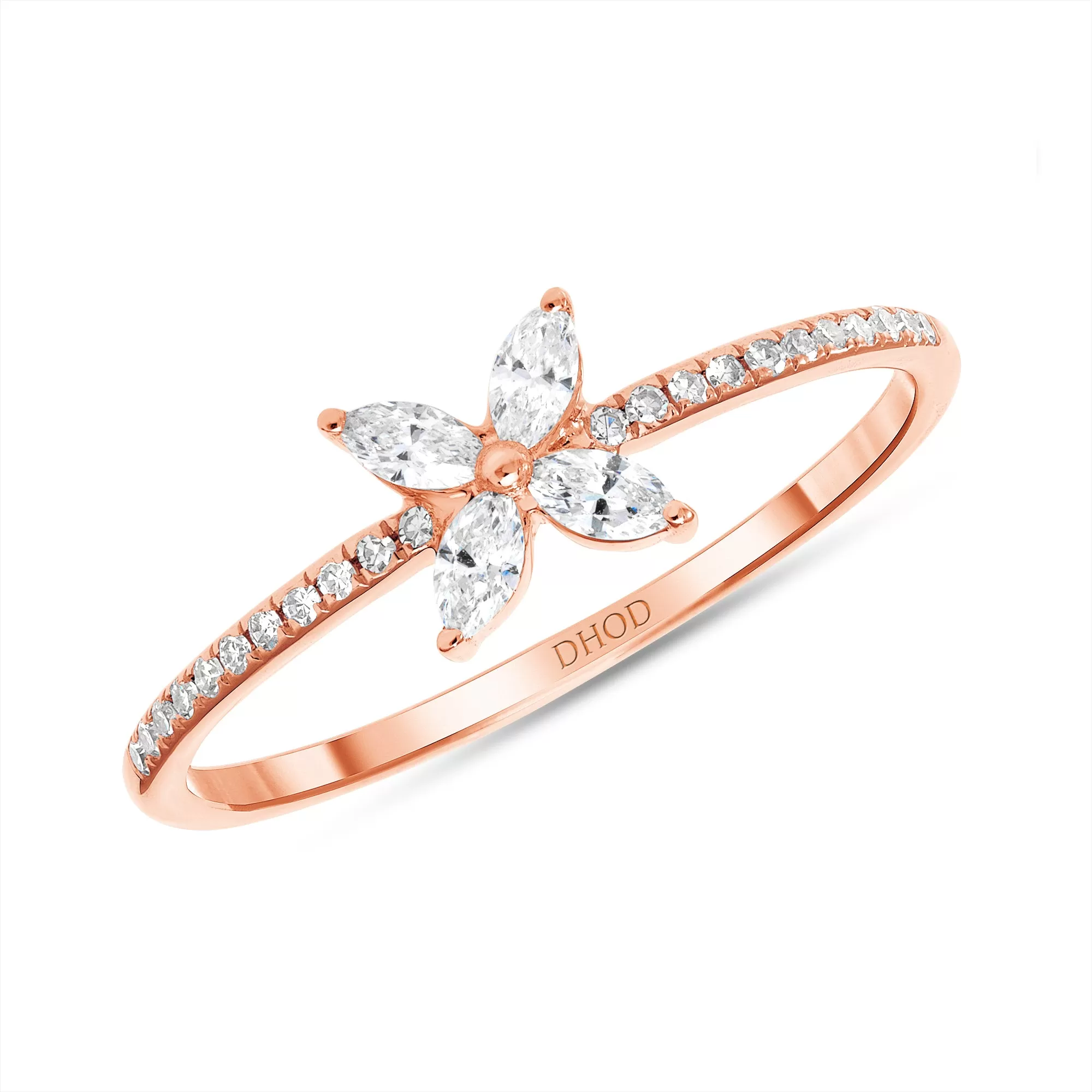 14K Gold Diamond Flower Promise Ring