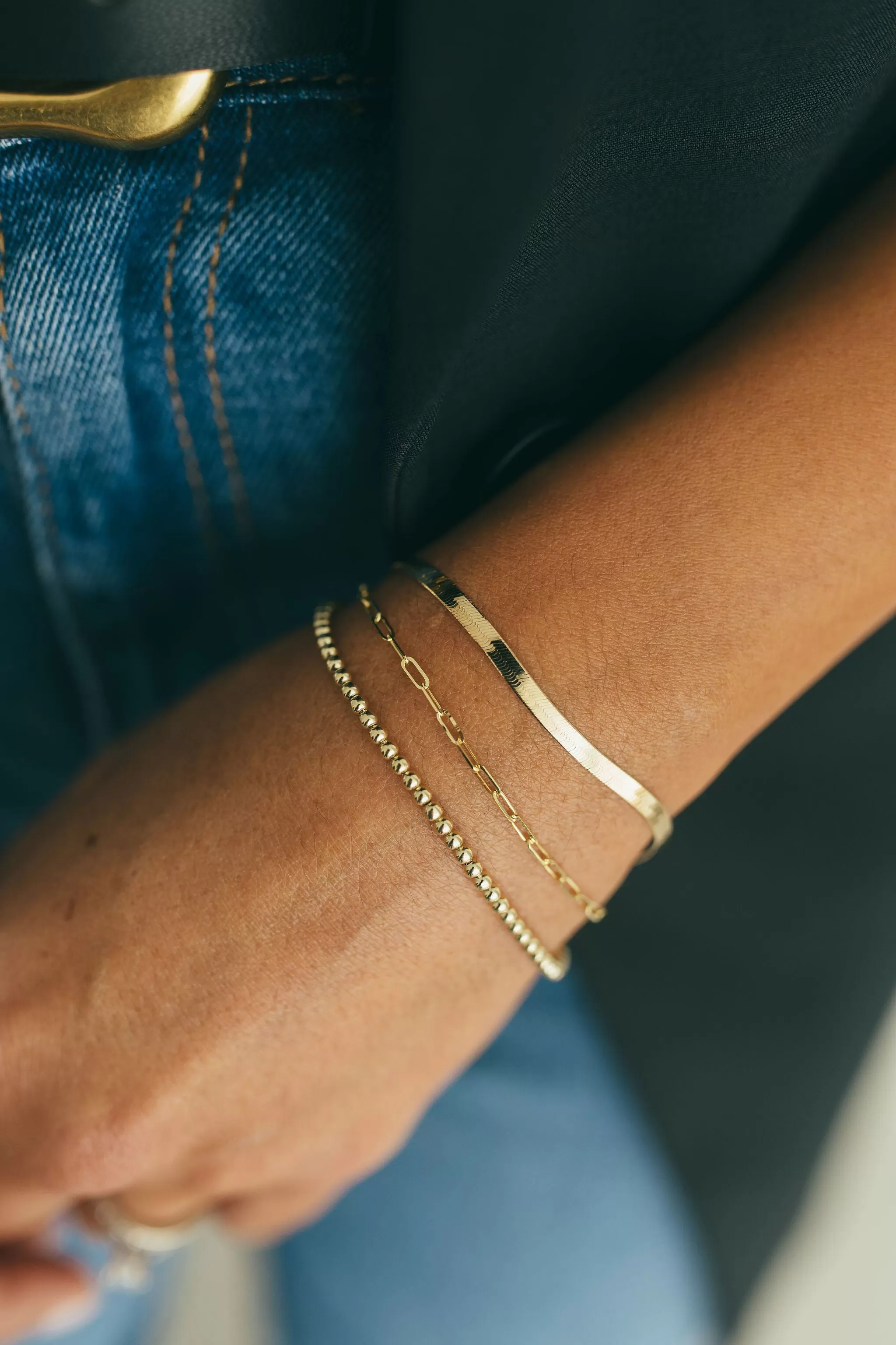 14K Gold Herringbone Bracelet