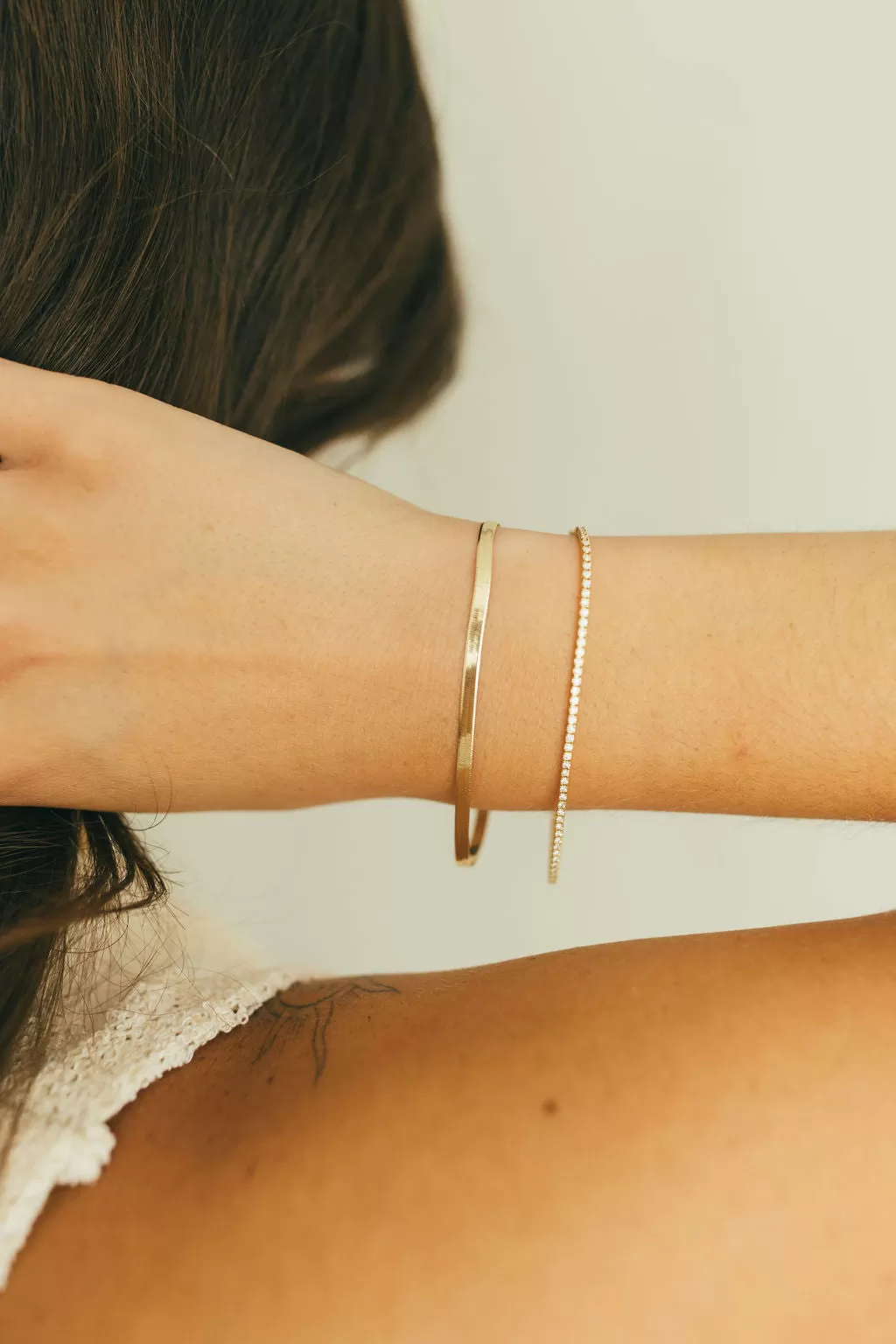 14K Gold Herringbone Bracelet