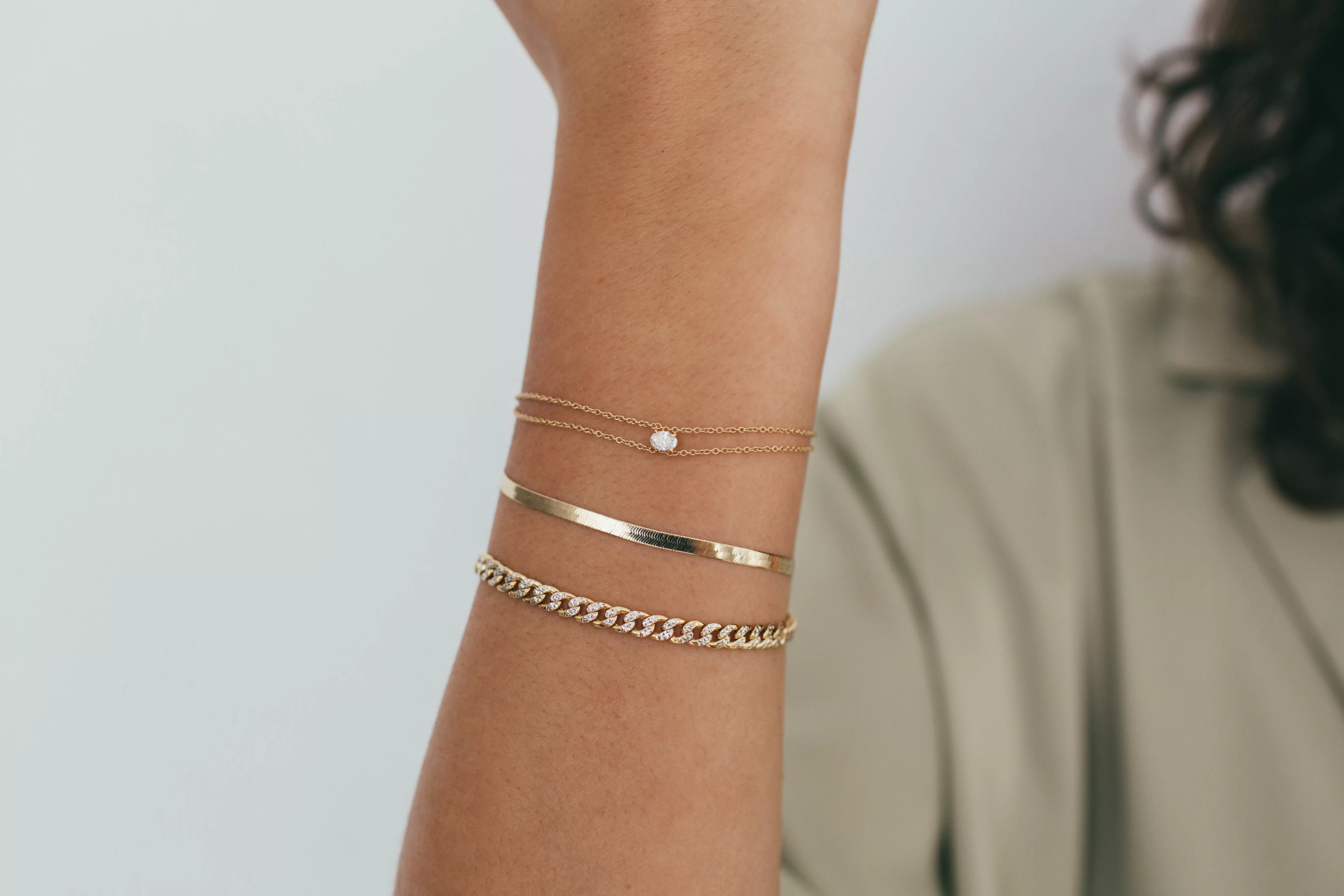 14K Gold Herringbone Bracelet