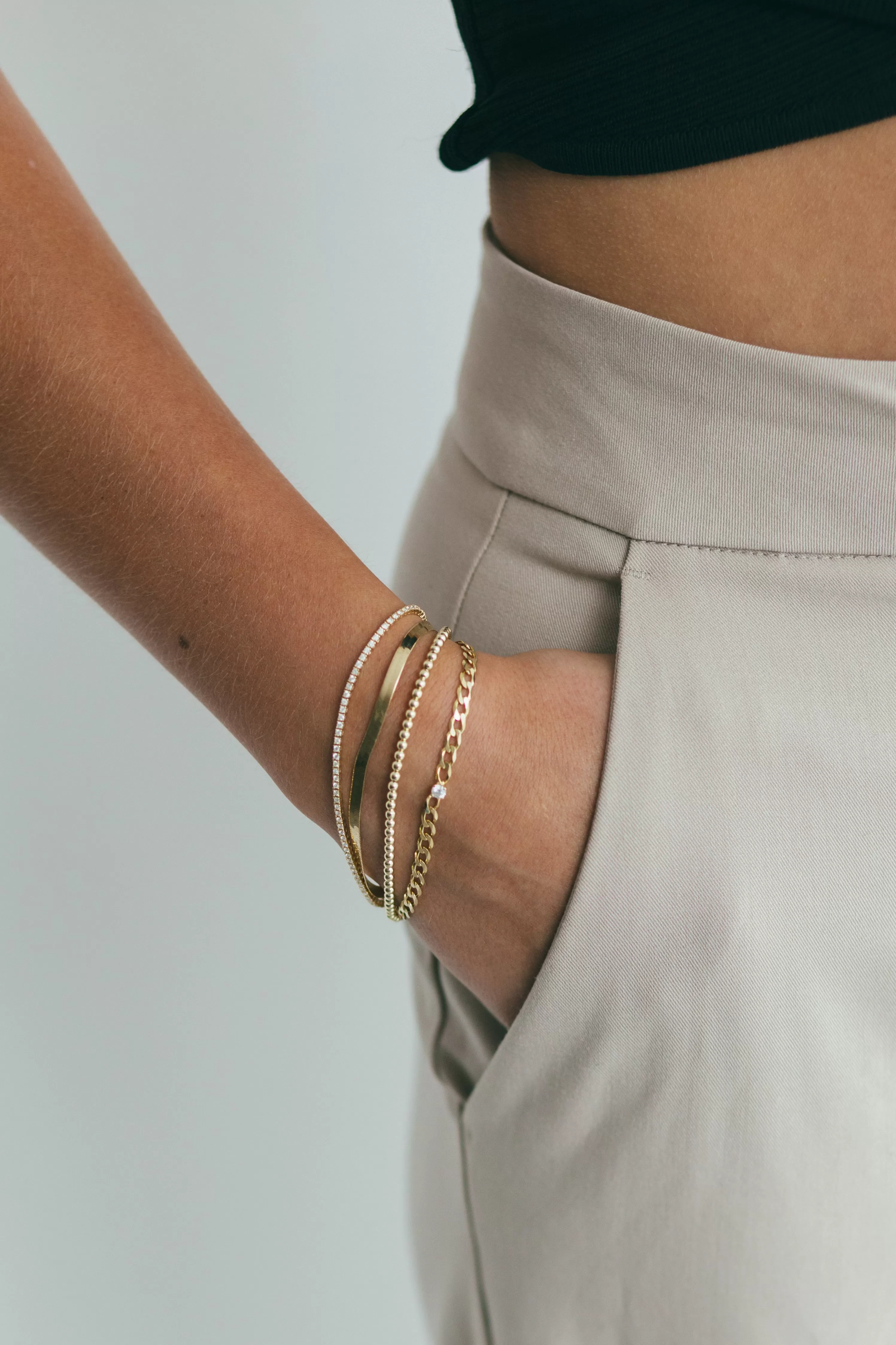 14K Gold Herringbone Bracelet