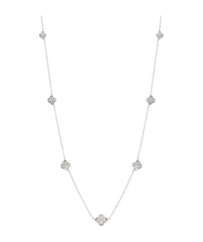 14K White Gold Diamond Station Necklace