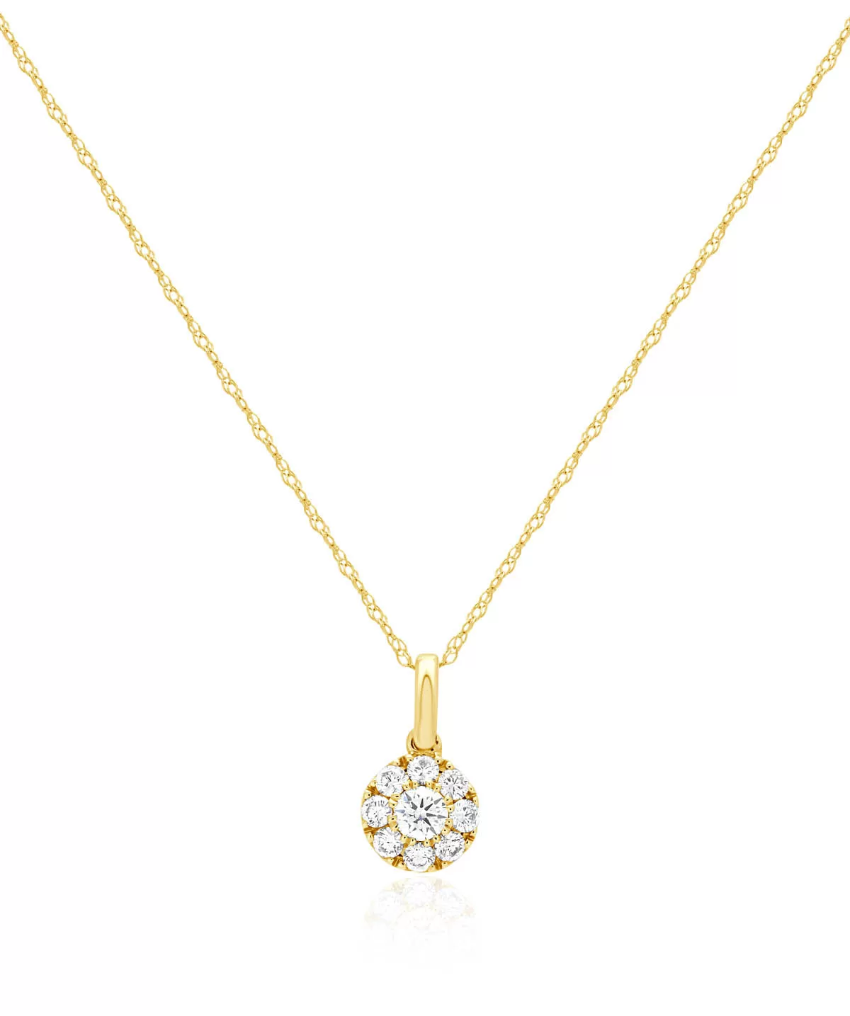 14K Yellow Gold Diamond Cluster Pendant