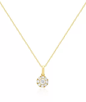 14K Yellow Gold Diamond Cluster Pendant