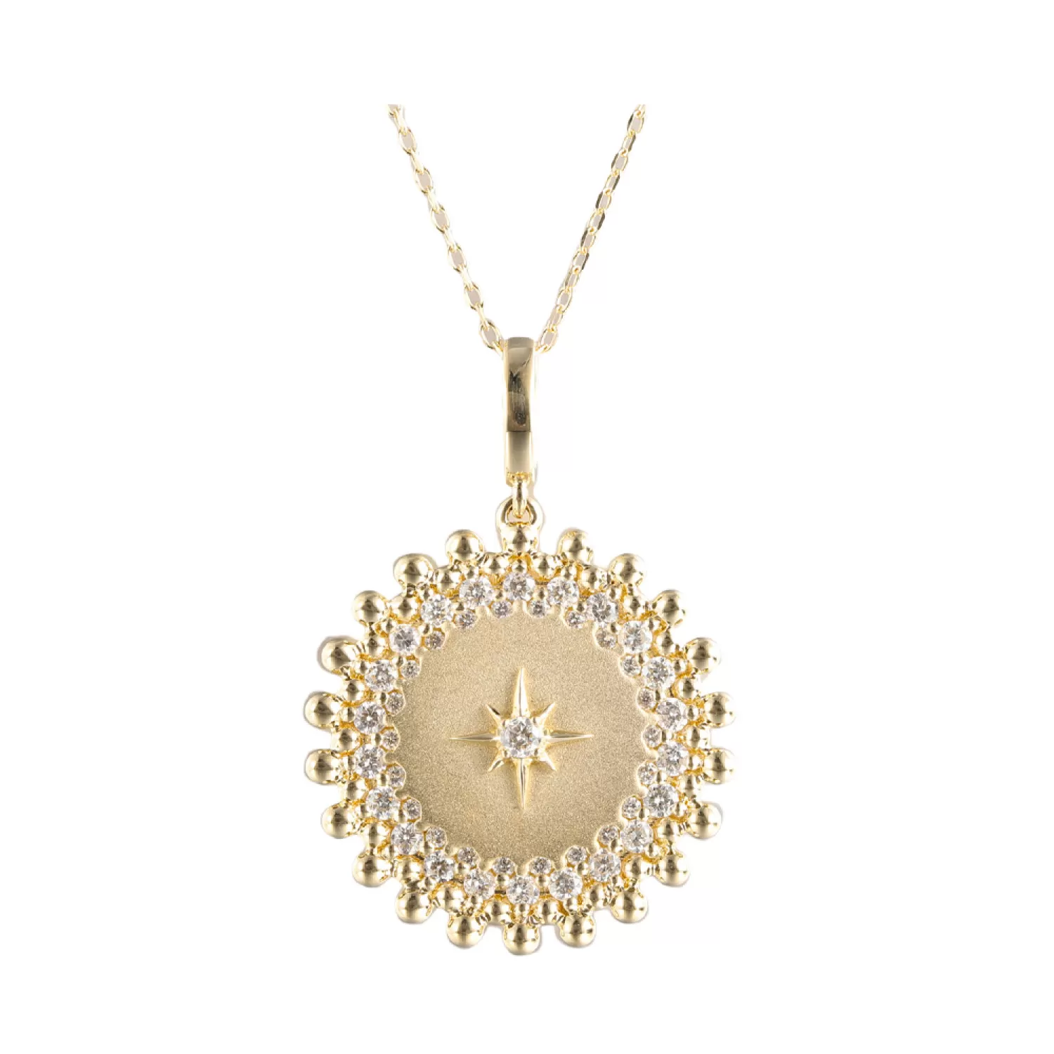 14k yellow gold diamond disc necklace