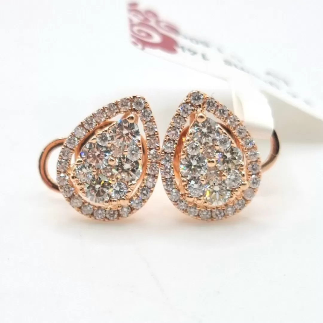 1.50 CT Pear Illusion Diamond Earrings 14K Rose Gold