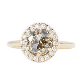 1.85ct GIA Crown Jubilee Diamond Six Prong Halo Ring in 14k Yellow Gold