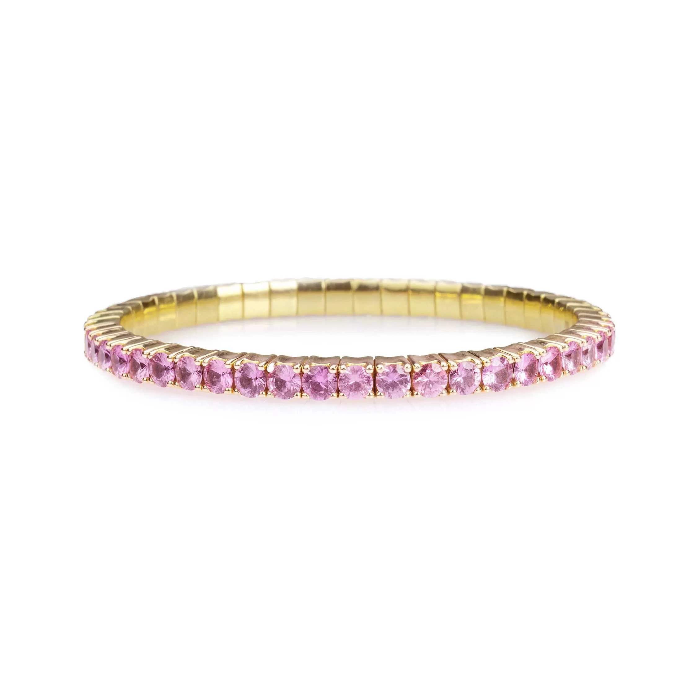 18K Gold Stretch & Stack Pink Sapphire Bracelet, 2.25-8.58 Carats