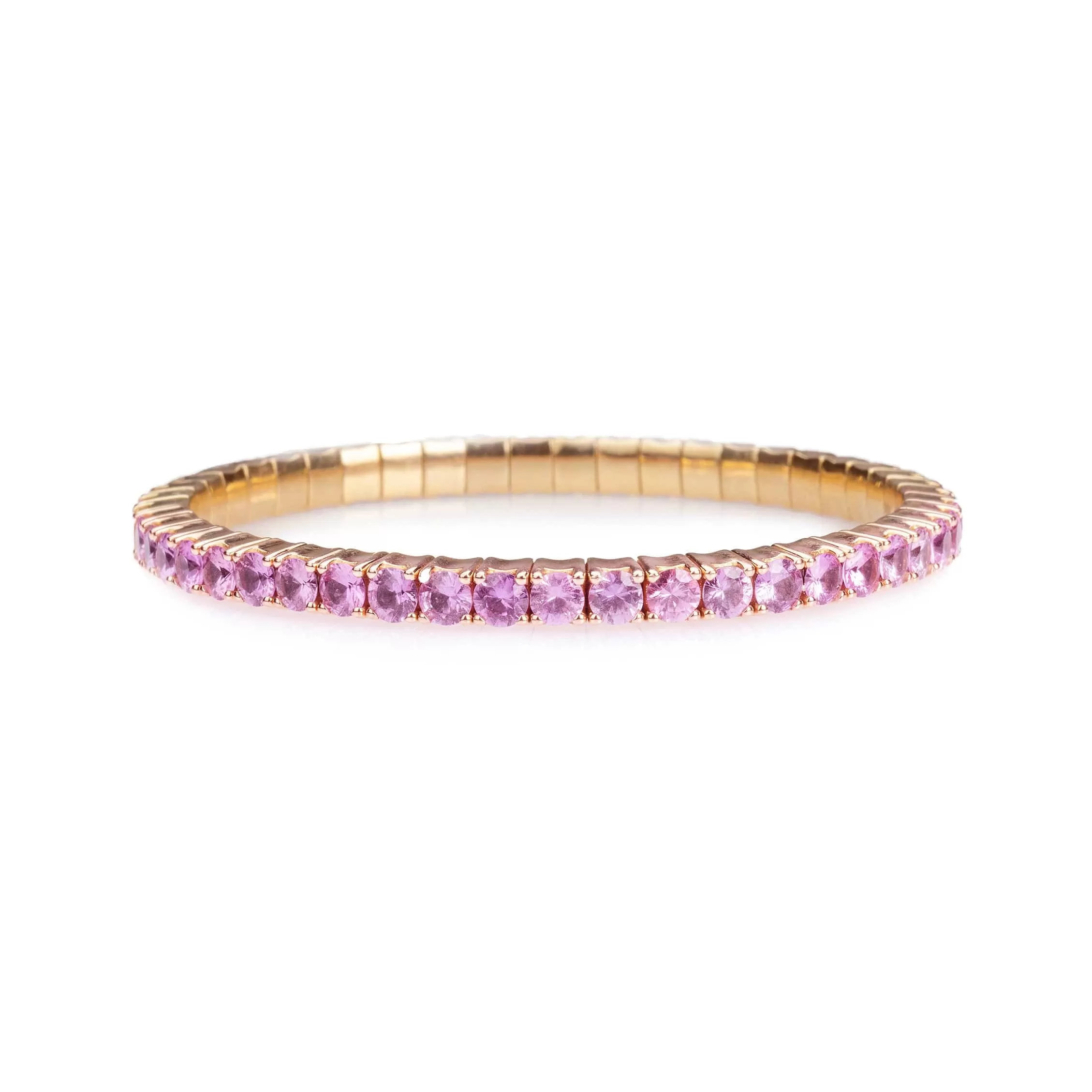 18K Gold Stretch & Stack Pink Sapphire Bracelet, 2.25-8.58 Carats