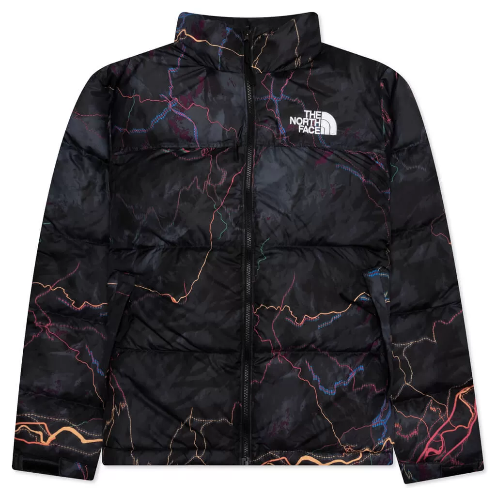 1996 Retro Nuptse Jacket - TNF Black Trail Glow Print