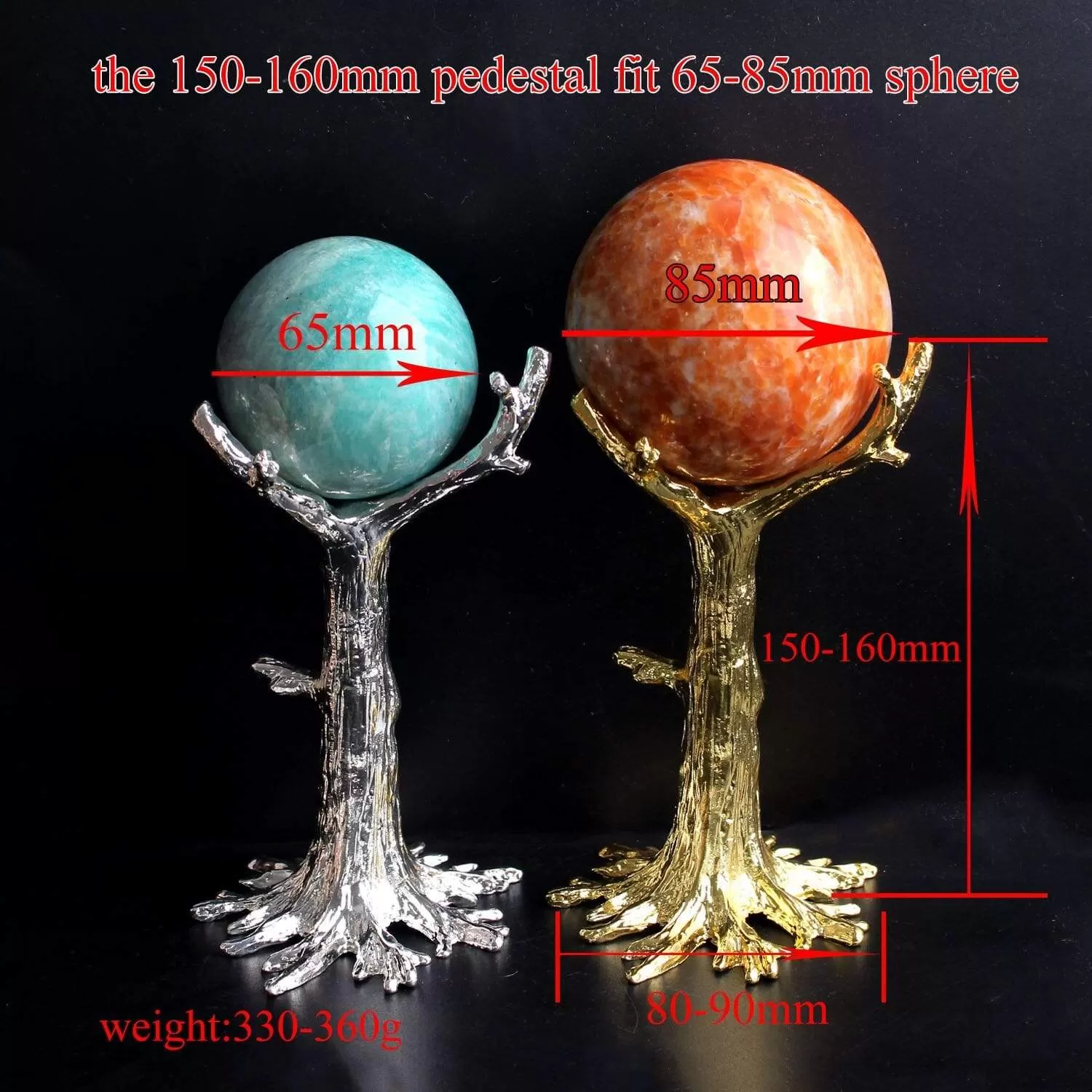 1PC Gold Sliver Dendritic Metal Craft Stand Tree Shaped Pedestal Crystal ball Base Foundation For Crystal Egg &Sphere Ball