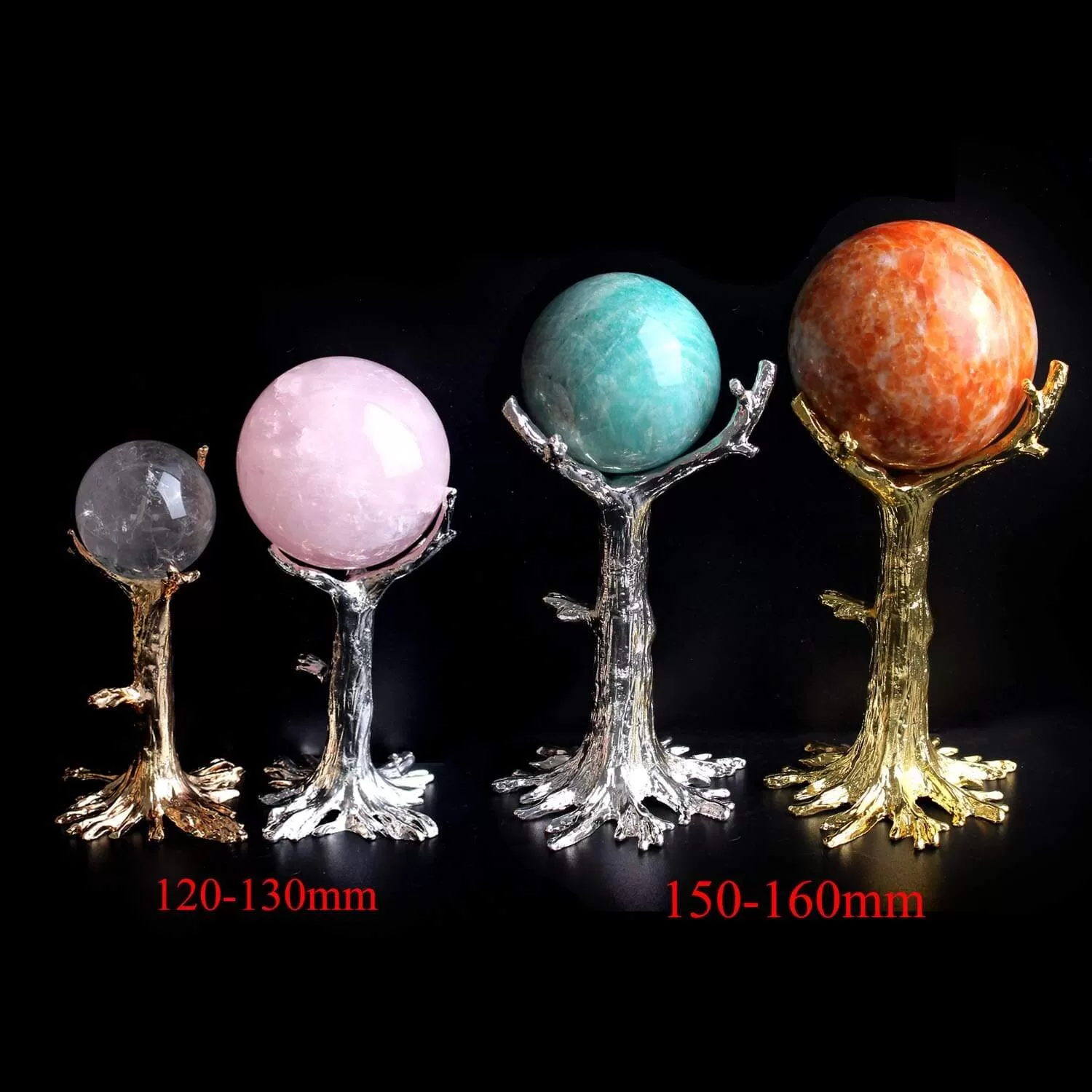 1PC Gold Sliver Dendritic Metal Craft Stand Tree Shaped Pedestal Crystal ball Base Foundation For Crystal Egg &Sphere Ball