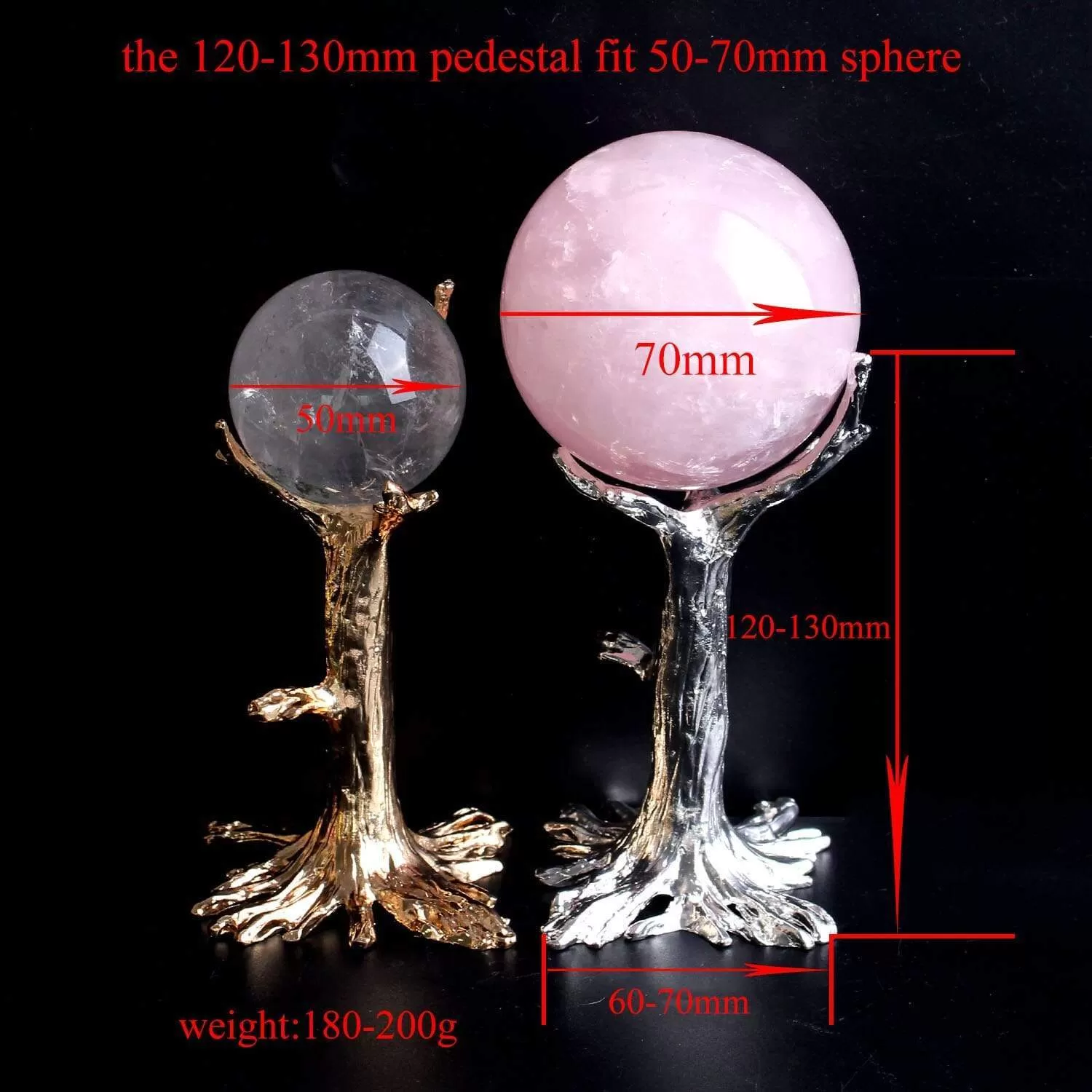 1PC Gold Sliver Dendritic Metal Craft Stand Tree Shaped Pedestal Crystal ball Base Foundation For Crystal Egg &Sphere Ball