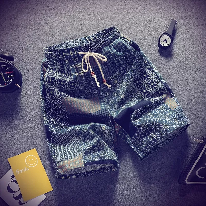 2022 Summer Casual Beach Cotton Linen Men Shorts