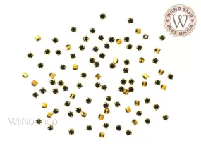 2mm Black Crystal with Square Setting - 20 pcs