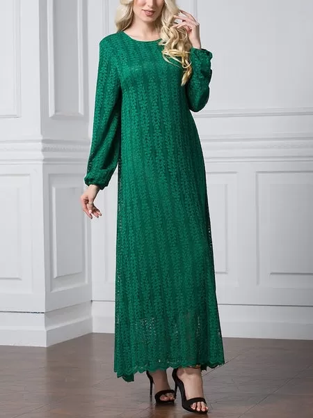 (3 Colour) (L-7XL) Giovanna Lace Plus Size Abaya Long Sleeve L/s Maxi Dress