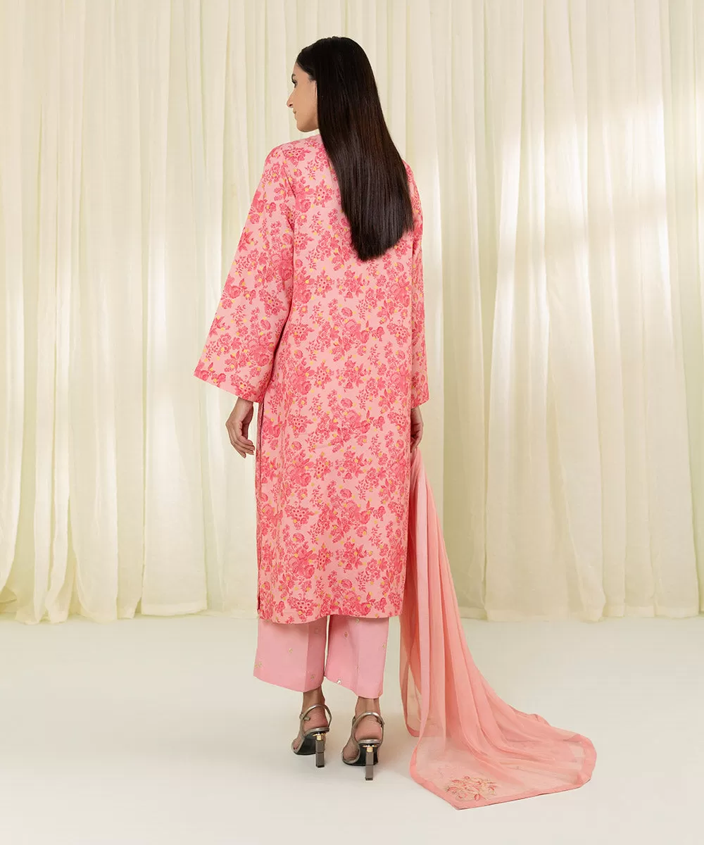 3 Piece - Embroidered Raw Silk Suit