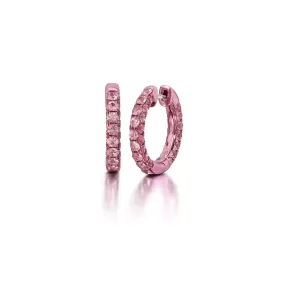 3 Sided Pink Sapphire Hoops