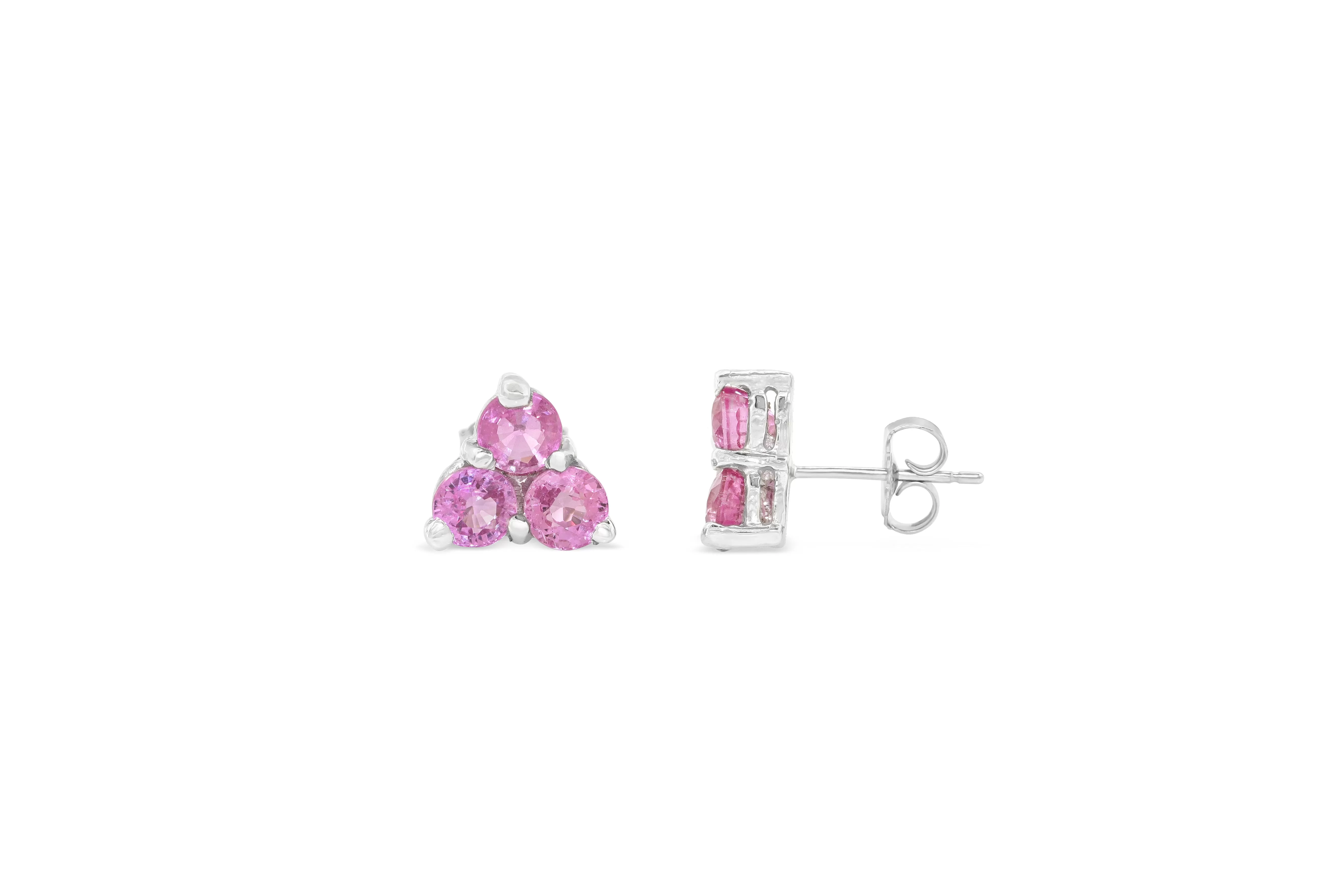 4.20 CT Pink Sapphire Earring 14K White Gold PSER002