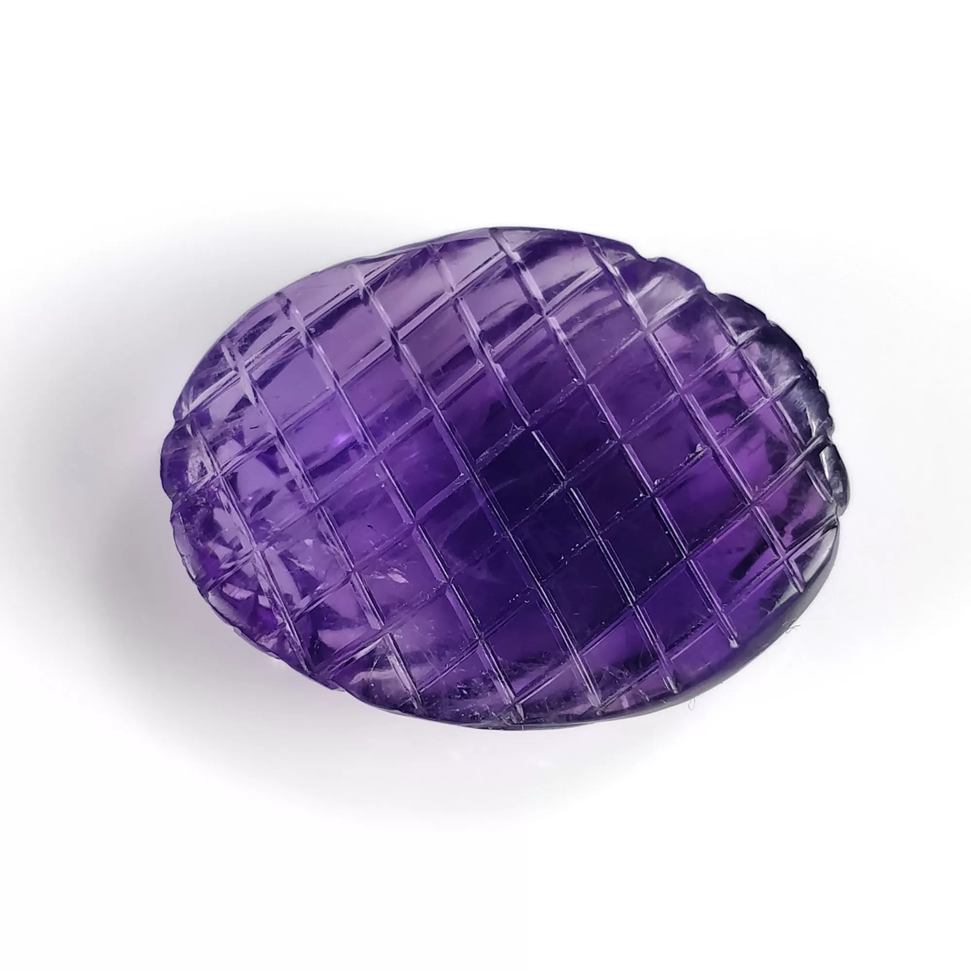 42.50cts Natural Untreated PURPLE AMETHYST Gemstone Oval Shape Both Side Hand Carved 29*22mm (With Video)