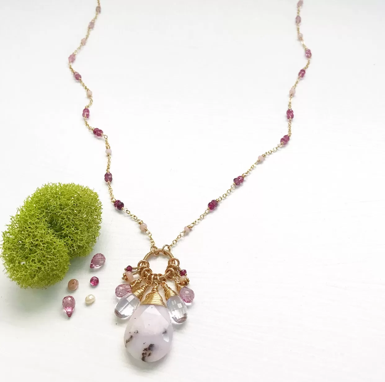 620-One of a Kind Gemstone Drop Necklace