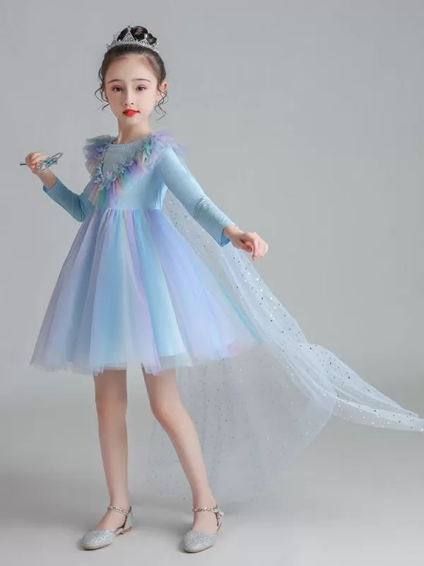 A-Line Tulle Sequins Flower Girl Dresses Polyester Sleeveless Knee-Length Kids Party Dresses