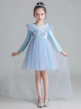 A-Line Tulle Sequins Flower Girl Dresses Polyester Sleeveless Knee-Length Kids Party Dresses