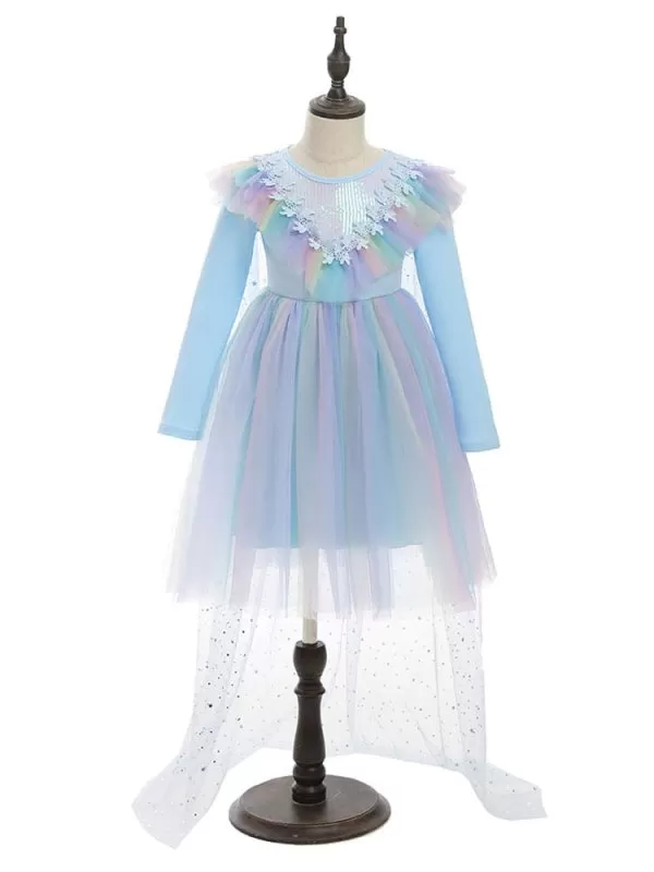 A-Line Tulle Sequins Flower Girl Dresses Polyester Sleeveless Knee-Length Kids Party Dresses