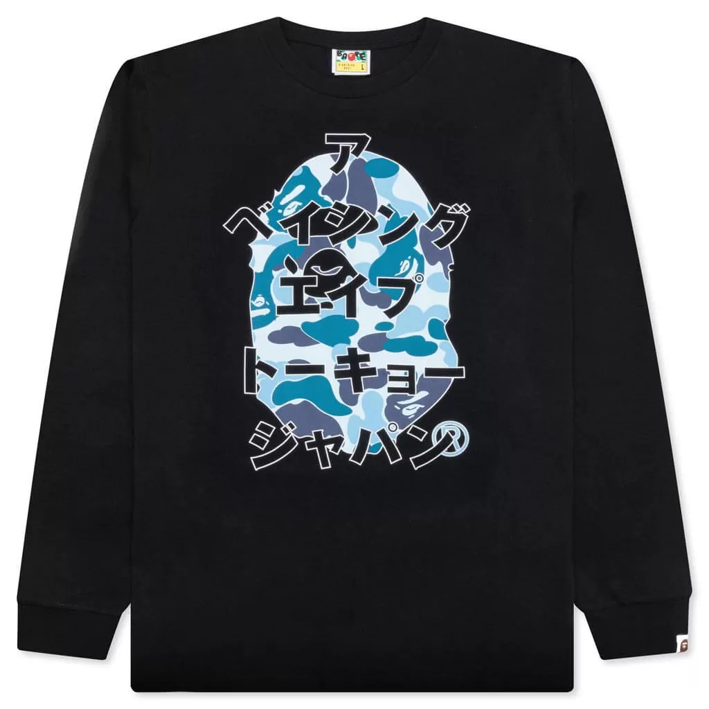 Abc Camo Japanese Letters L/S Tee - Black/Blue