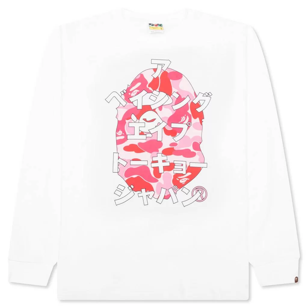 Abc Camo Japanese Letters L/S Tee - White/Pink