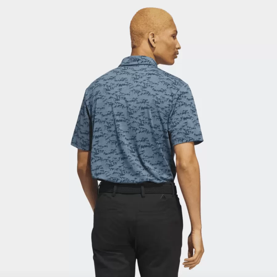 Adidas Go-To Printed Golf Polo Shirt - Blue