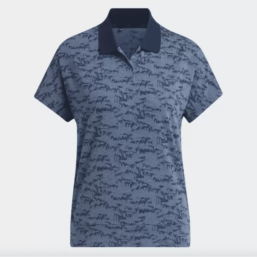 Adidas Ladies Go-To Printed Golf Polo Shirt - Navy